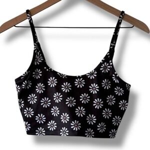 Beach Riot Libby Daisy Womens Medium‎ Black White Floral Crop Top Adjustable